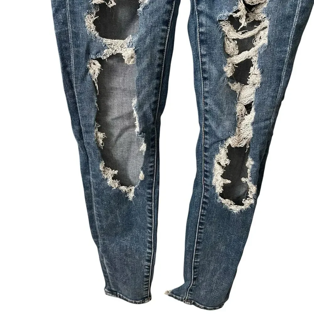 American Eagle 4 Regular HiRise Jegging Distressed Next Level Stretch - Picture 4 of 8